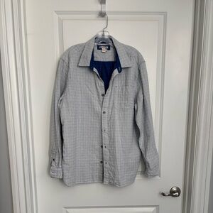Men's white and blue Button Down Shirt